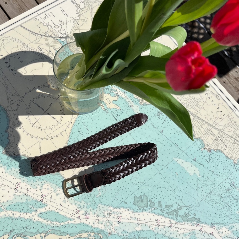 Vintage Braided Brown Leather Belt